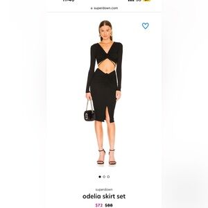 SOLD OUT - Never worn superdown odelia skirt set in ribbed black. Size M